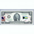 Банкнота США 2 доллара 2013 с печатью USPS, флаг Багамских островов, Gem UNC Банкнота США 2 доллара 2013 с печатью USPS, флаг Багамских островов, Gem UNC