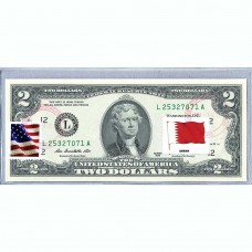 Банкнота США 2 доллара 2013 с печатью USPS, флаг Бахрейна, Gem UNC Банкнота США 2 доллара 2013 с печатью USPS, флаг Бахрейна, Gem UNC