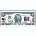 Банкнота США 2 доллара 2013 с печатью USPS, флаг Барбадоса, Gem UNC Банкнота США 2 доллара 2013 с печатью USPS, флаг Барбадоса, Gem UNC