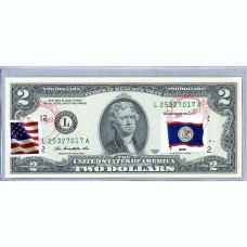 Банкнота США 2 доллара 2013 с печатью USPS, флаг Белиза, Gem UNC Банкнота США 2 доллара 2013 с печатью USPS, флаг Белиза, Gem UNC