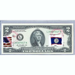 Банкнота США 2 доллара 2013 с печатью USPS, флаг Белиза, Gem UNC