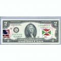 Банкнота США 2 доллара 2013 с печатью USPS, флаг Бурунди, Gem UNC Банкнота США 2 доллара 2013 с печатью USPS, флаг Бурунди, Gem UNC