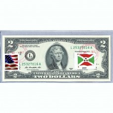 Банкнота США 2 доллара 2013 с печатью USPS, флаг Бурунди, Gem UNC Банкнота США 2 доллара 2013 с печатью USPS, флаг Бурунди, Gem UNC