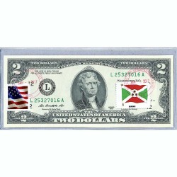 Банкнота США 2 доллара 2013 с печатью USPS, флаг Бурунди, Gem UNC