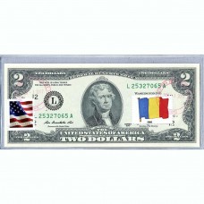 Банкнота США 2 доллара 2013 с печатью USPS, флаг Чада, Gem UNC Банкнота США 2 доллара 2013 с печатью USPS, флаг Чада, Gem UNC
