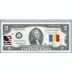 Банкнота США 2 доллара 2013 с печатью USPS, флаг Чада, Gem UNC