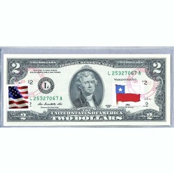 Банкнота США 2 доллара 2013 с печатью USPS, флаг Чили, Gem UNC