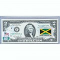 Банкнота США 2 доллара 2013 с печатью USPS, флаг Ямайки, Gem UNC Банкнота США 2 доллара 2013 с печатью USPS, флаг Ямайки, Gem UNC