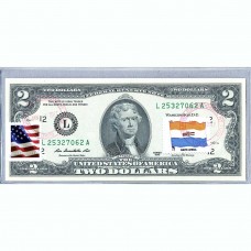 Банкнота США 2 доллара 2013 с печатью USPS, флаг Южной Африки, Gem UNC Банкнота США 2 доллара 2013 с печатью USPS, флаг Южной Африки, Gem UNC