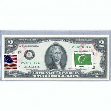 Банкнота США 2 доллара 2013 с печатью USPS, флаг Коморских островов, Gem UNC Банкнота США 2 доллара 2013 с печатью USPS, флаг Коморских островов, Gem UNC