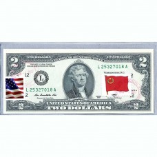 Банкнота США 2 доллара 2013 с печатью USPS, флаг Конго, Gem UNC Банкнота США 2 доллара 2013 с печатью USPS, флаг Конго, Gem UNC