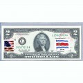 Банкнота США 2 доллара 2013 с печатью USPS, флаг Коста-Рики, Gem UNC Банкнота США 2 доллара 2013 с печатью USPS, флаг Коста-Рики, Gem UNC