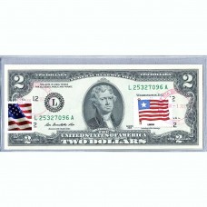 Банкнота США 2 доллара 2013 с печатью USPS, флаг Либерии, Gem UNC Банкнота США 2 доллара 2013 с печатью USPS, флаг Либерии, Gem UNC