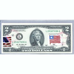 Банкнота США 2 доллара 2013 с печатью USPS, флаг Либерии, Gem UNC