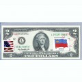 Банкнота США 2 доллара 2013 с печатью USPS, флаг Лихтенштейна, Gem UNC