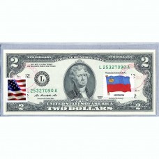 Банкнота США 2 доллара 2013 с печатью USPS, флаг Лихтенштейна, Gem UNC Банкнота США 2 доллара 2013 с печатью USPS, флаг Лихтенштейна, Gem UNC
