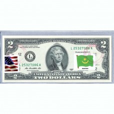Банкнота США 2 доллара 2013 с печатью USPS, флаг Мавритании-01, Gem UNC Банкнота США 2 доллара 2013 с печатью USPS, флаг Мавритании-01, Gem UNC
