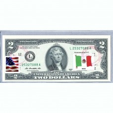 Банкнота США 2 доллара 2013 с печатью USPS, флаг Мексики, Gem UNC Банкнота США 2 доллара 2013 с печатью USPS, флаг Мексики, Gem UNC