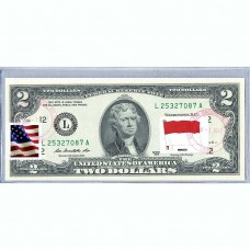 Банкнота США 2 доллара 2013 с печатью USPS, флаг Монако, Gem UNC Банкнота США 2 доллара 2013 с печатью USPS, флаг Монако, Gem UNC