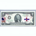 Банкнота США 2 доллара 2013 с печатью USPS, флаг Нидерландских Антильских островов, Gem UNC Банкнота США 2 доллара 2013 с печатью USPS, флаг Нидерландских Антильских островов, Gem UNC