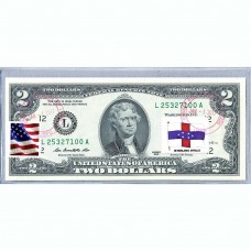 Банкнота США 2 доллара 2013 с печатью USPS, флаг Нидерландских Антильских островов, Gem UNC Банкнота США 2 доллара 2013 с печатью USPS, флаг Нидерландских Антильских островов, Gem UNC