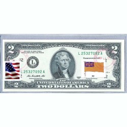 Банкнота США 2 доллара 2013 с печатью USPS, флаг Ниуэ, Gem UNC