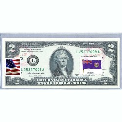 Банкнота США 2 доллара 2013 с печатью USPS, флаг Острова Святой Елены, Gem UNC