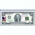 Банкнота США 2 доллара 2013 с печатью USPS, флаг Пакистана, Gem UNC Банкнота США 2 доллара 2013 с печатью USPS, флаг Пакистана, Gem UNC