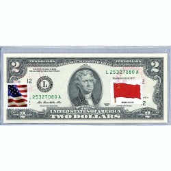 Банкнота США 2 доллара 2013 с печатью USPS, флаг России (СССР), Gem UNC