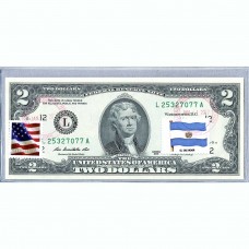 Банкнота США 2 доллара 2013 с печатью USPS, флаг Сальвадора, Gem UNC Банкнота США 2 доллара 2013 с печатью USPS, флаг Сальвадора, Gem UNC