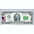 Банкнота США 2 доллара 2013 с печатью USPS, флаг Саудовской Аравии, Gem UNC Банкнота США 2 доллара 2013 с печатью USPS, флаг Саудовской Аравии, Gem UNC