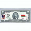 Банкнота США 2 доллара 2013 с печатью USPS, флаг Сейшельских островов, Gem UNC Банкнота США 2 доллара 2013 с печатью USPS, флаг Сейшельских островов, Gem UNC