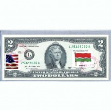 Банкнота США 2 доллара 2013 с печатью USPS, флаг Сейшельских островов, Gem UNC Банкнота США 2 доллара 2013 с печатью USPS, флаг Сейшельских островов, Gem UNC