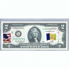 Банкнота США 2 доллара 2013 с печатью USPS, флаг Сент Винсента, Gem UNC Банкнота США 2 доллара 2013 с печатью USPS, флаг Сент Винсента, Gem UNC