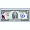 Банкнота США 2 доллара 2013 с печатью USPS, флаг Шотландии, Gem UNC Банкнота США 2 доллара 2013 с печатью USPS, флаг Шотландии, Gem UNC
