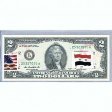 Банкнота США 2 доллара 2013 с печатью USPS, флаг Сирии, Gem UNC Банкнота США 2 доллара 2013 с печатью USPS, флаг Сирии, Gem UNC