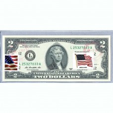 Банкнота США 2 доллара 2013 с печатью USPS, флаг США, Gem UNC Банкнота США 2 доллара 2013 с печатью USPS, флаг США, Gem UNC