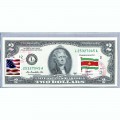 Банкнота США 2 доллара 2013 с печатью USPS, флаг Суринама, Gem UNC Банкнота США 2 доллара 2013 с печатью USPS, флаг Суринама, Gem UNC