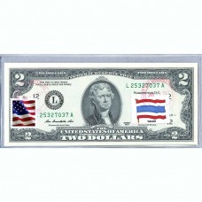 Банкнота США 2 доллара 2013 с печатью USPS, флаг Таиланда, Gem UNC Банкнота США 2 доллара 2013 с печатью USPS, флаг Таиланда, Gem UNC