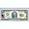 Банкнота США 2 доллара 2013 с печатью USPS, флаг Того, Gem UNC Банкнота США 2 доллара 2013 с печатью USPS, флаг Того, Gem UNC