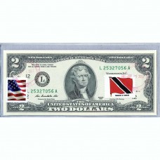 Банкнота США 2 доллара 2013 с печатью USPS, флаг Тринидада и Тобаго, Gem UNC Банкнота США 2 доллара 2013 с печатью USPS, флаг Тринидада и Тобаго, Gem UNC