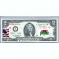 Банкнота США 2 доллара 2013 с печатью USPS, флаг Уэльса, Gem UNC Банкнота США 2 доллара 2013 с печатью USPS, флаг Уэльса, Gem UNC