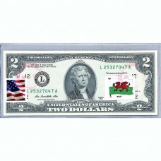 Банкнота США 2 доллара 2013 с печатью USPS, флаг Уэльса, Gem UNC Банкнота США 2 доллара 2013 с печатью USPS, флаг Уэльса, Gem UNC