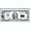 Банкнота США 2 доллара 2013 с печатью USPS, флаг Вануату, Gem UNC Банкнота США 2 доллара 2013 с печатью USPS, флаг Вануату, Gem UNC
