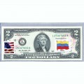 Банкнота США 2 доллара 2013 с печатью USPS, флаг Венесуэлы, Gem UNC Банкнота США 2 доллара 2013 с печатью USPS, флаг Венесуэлы, Gem UNC