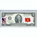 Банкнота США 2 доллара 2013 с печатью USPS, флаг Вьетнама, Gem UNC Банкнота США 2 доллара 2013 с печатью USPS, флаг Вьетнама, Gem UNC