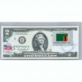 Банкнота США 2 доллара 2013 с печатью USPS, флаг Замбии, Gem UNC Банкнота США 2 доллара 2013 с печатью USPS, флаг Замбии, Gem UNC
