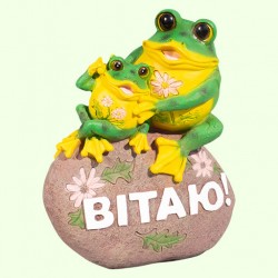 Садовая фигурка Две лягушки на камне