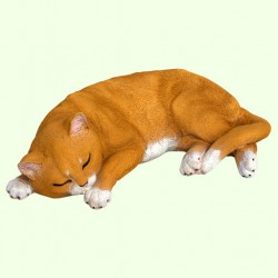 Садовая фигурка Спящий кот рыжий