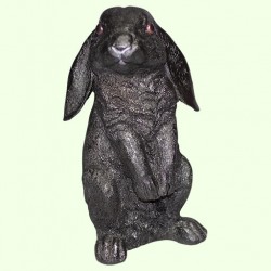 Садовая фигурка Зайчик на задних лапках ушки вниз черный